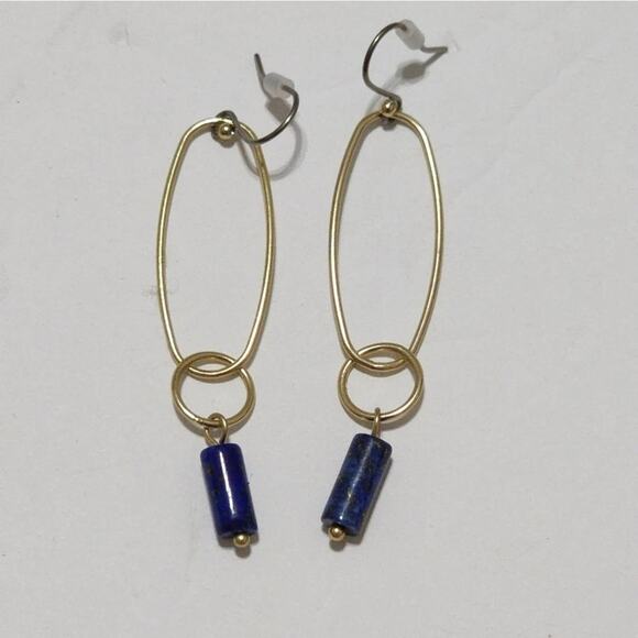 Lucky brand gold tone and blue dangle‎ earrings new!! - Picture 1 of 5